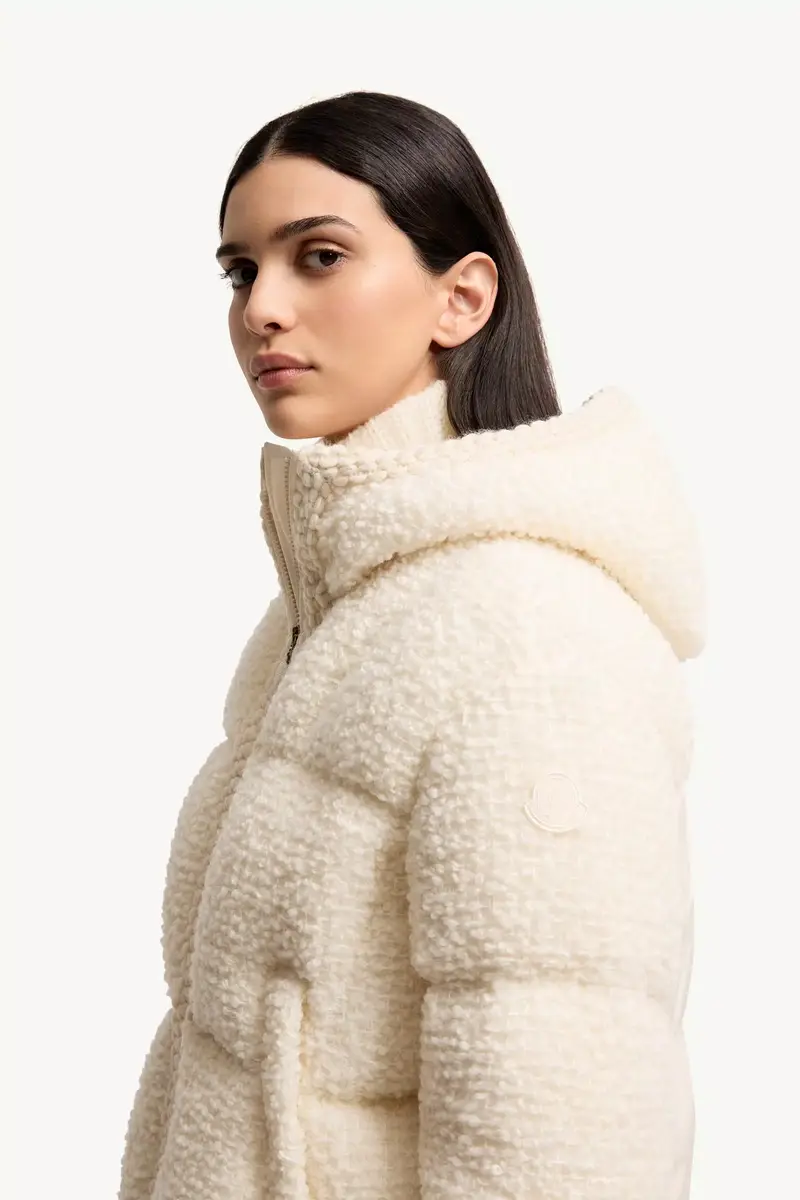 Moncler Cristallin Hooded Wool Blend Short Down Jacket | Thumbnail 4
