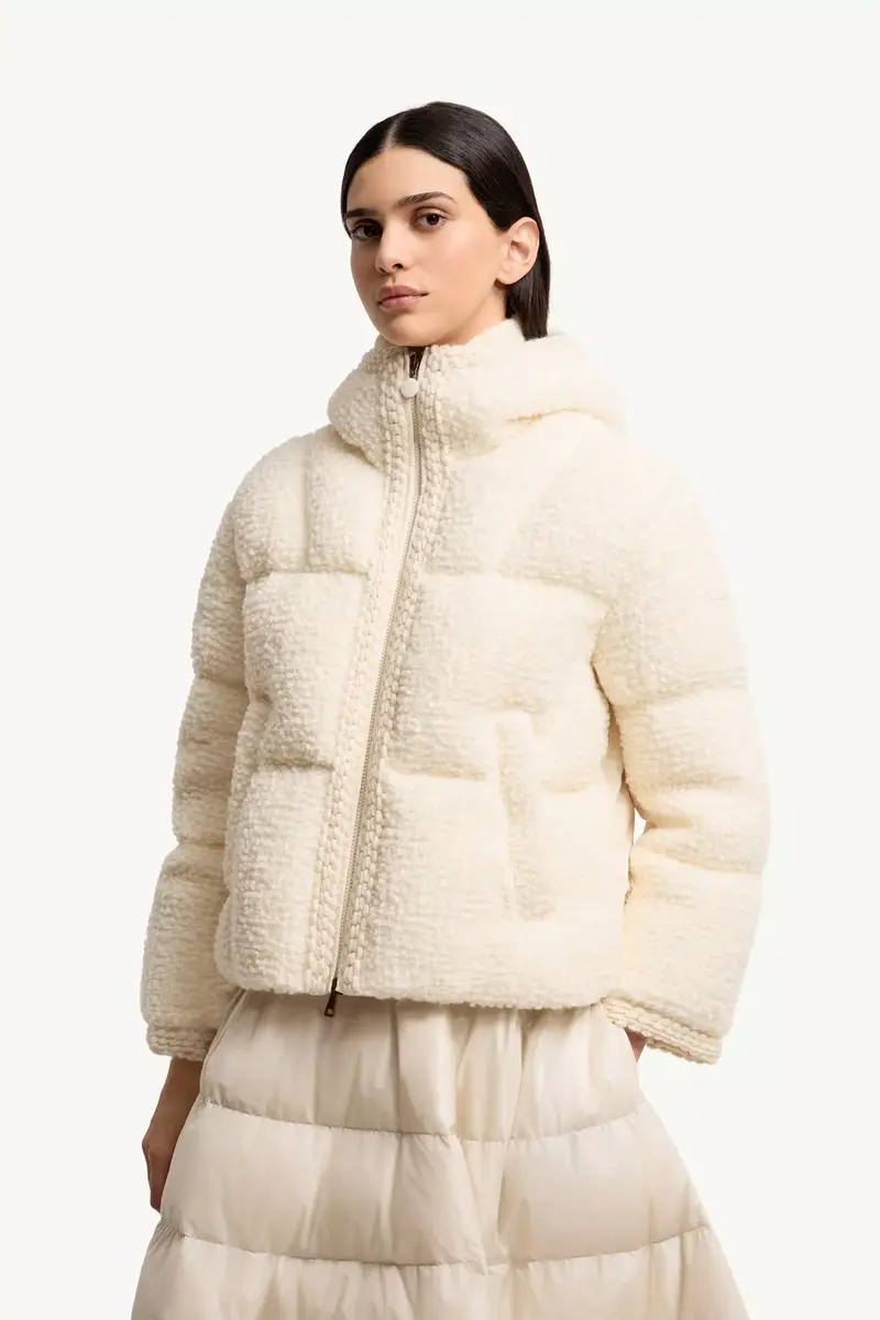 Moncler Cristallin Hooded Wool Blend Short Down Jacket | Thumbnail 5