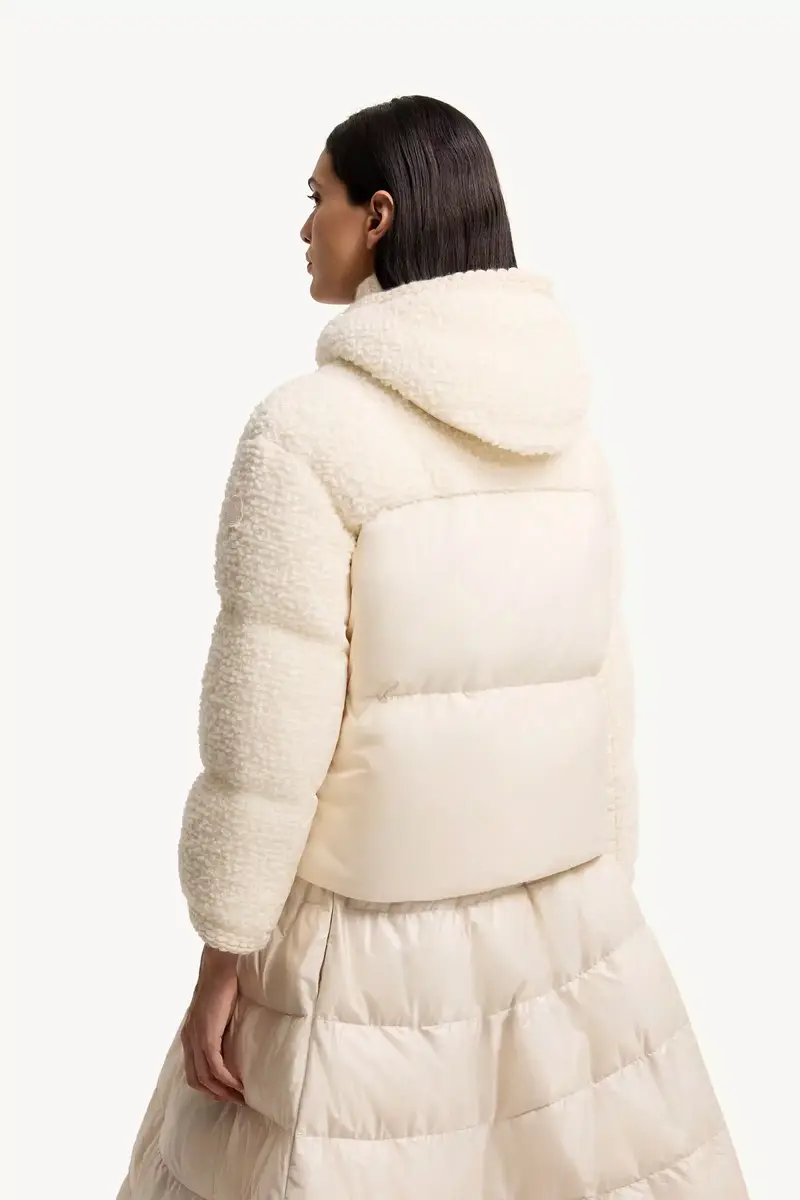 Moncler Cristallin Hooded Wool Blend Short Down Jacket | Thumbnail 6