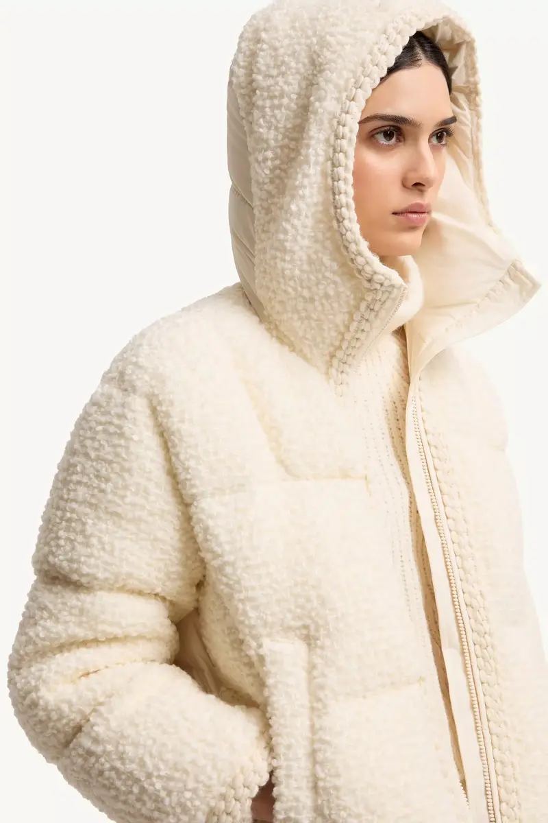 Moncler Cristallin Hooded Wool Blend Short Down Jacket | Thumbnail 7