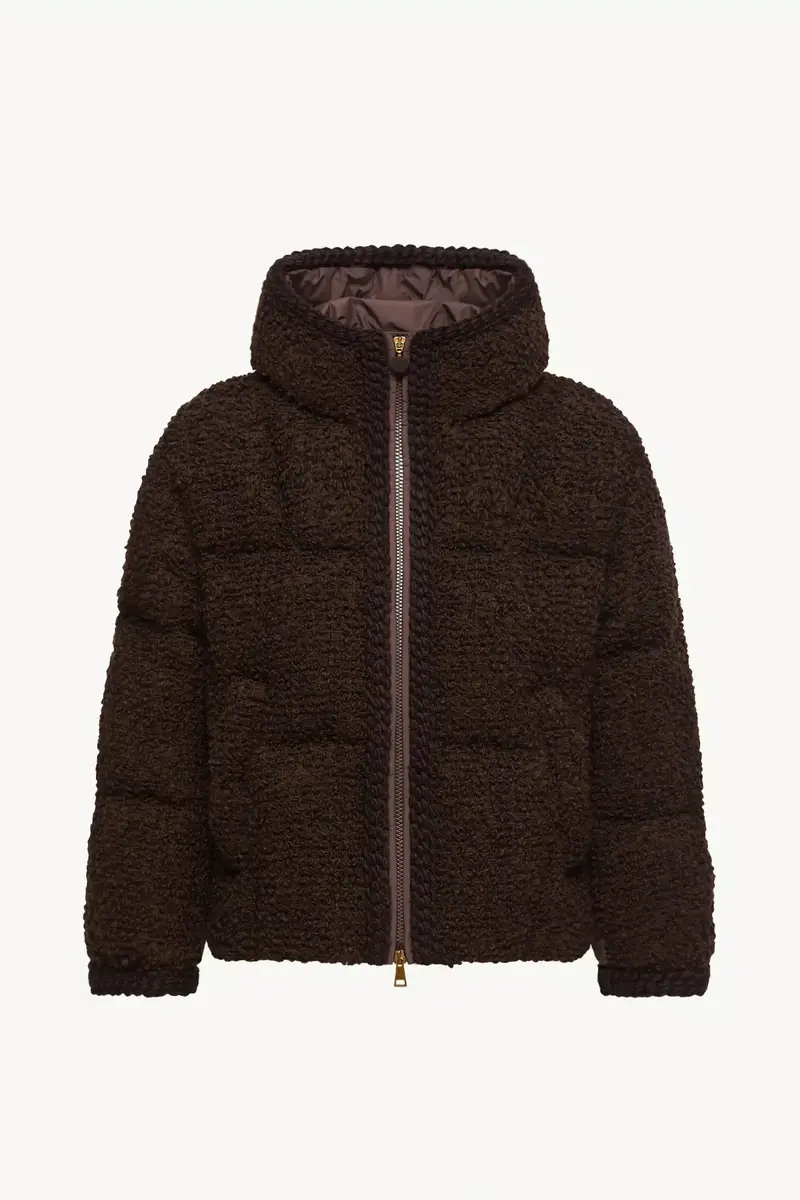 Moncler Cristallin Hooded Wool Blend Short Down Jacket | Thumbnail 2 Moncler Cristallin Hooded Wool Blend Short Down Jacket | Thumbnail 2