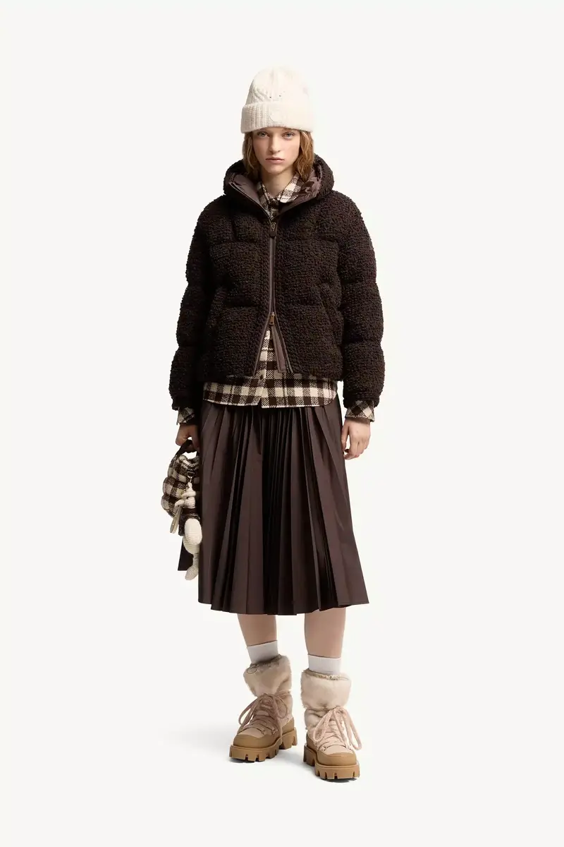 Moncler Cristallin Hooded Wool Blend Short Down Jacket | Thumbnail 3 Moncler Cristallin Hooded Wool Blend Short Down Jacket | Thumbnail 3