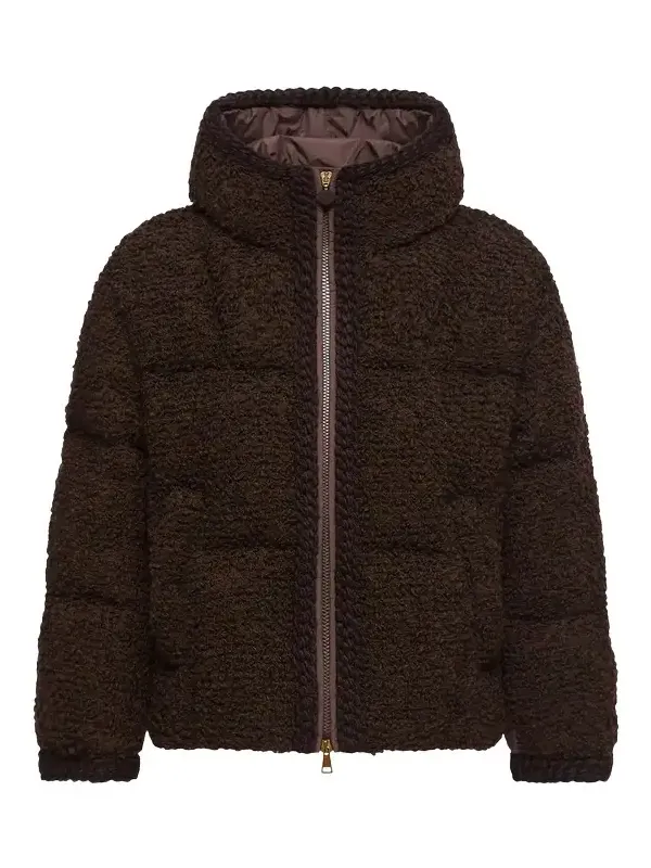 Cristallin Hooded Wool Blend Short Down Jacket