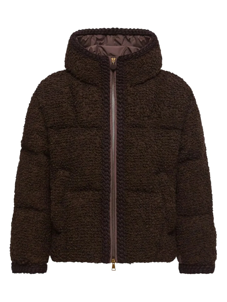 Cristallin Hooded Wool Blend Short Down Jacket Cristallin Hooded Wool Blend Short Down Jacket