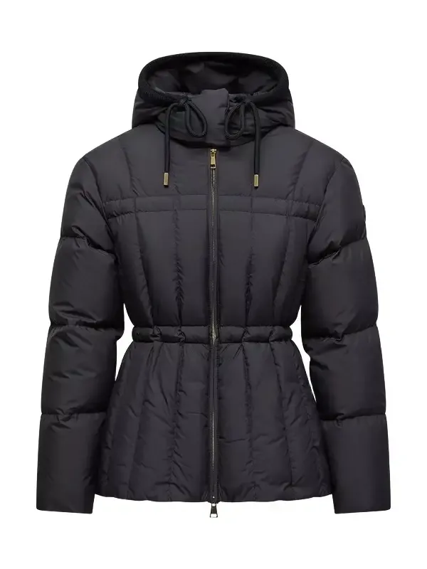Estom Vertical-quilted Hooded Short Down Jacket