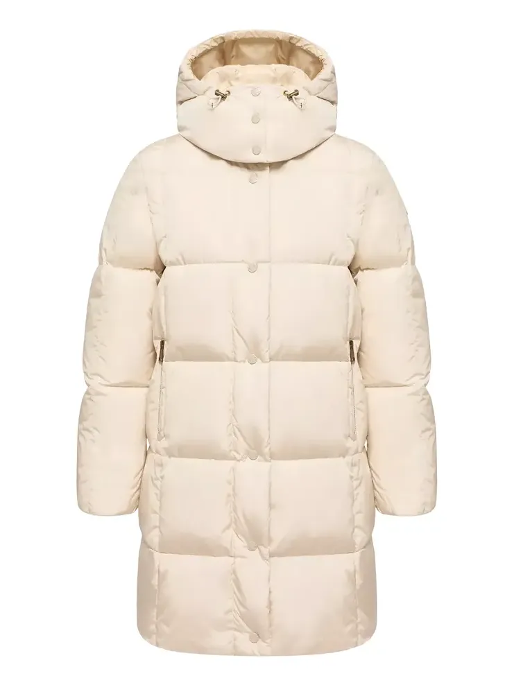 Litte Square-quilted Hooded Long Down Jacket Litte Square-quilted Hooded Long Down Jacket