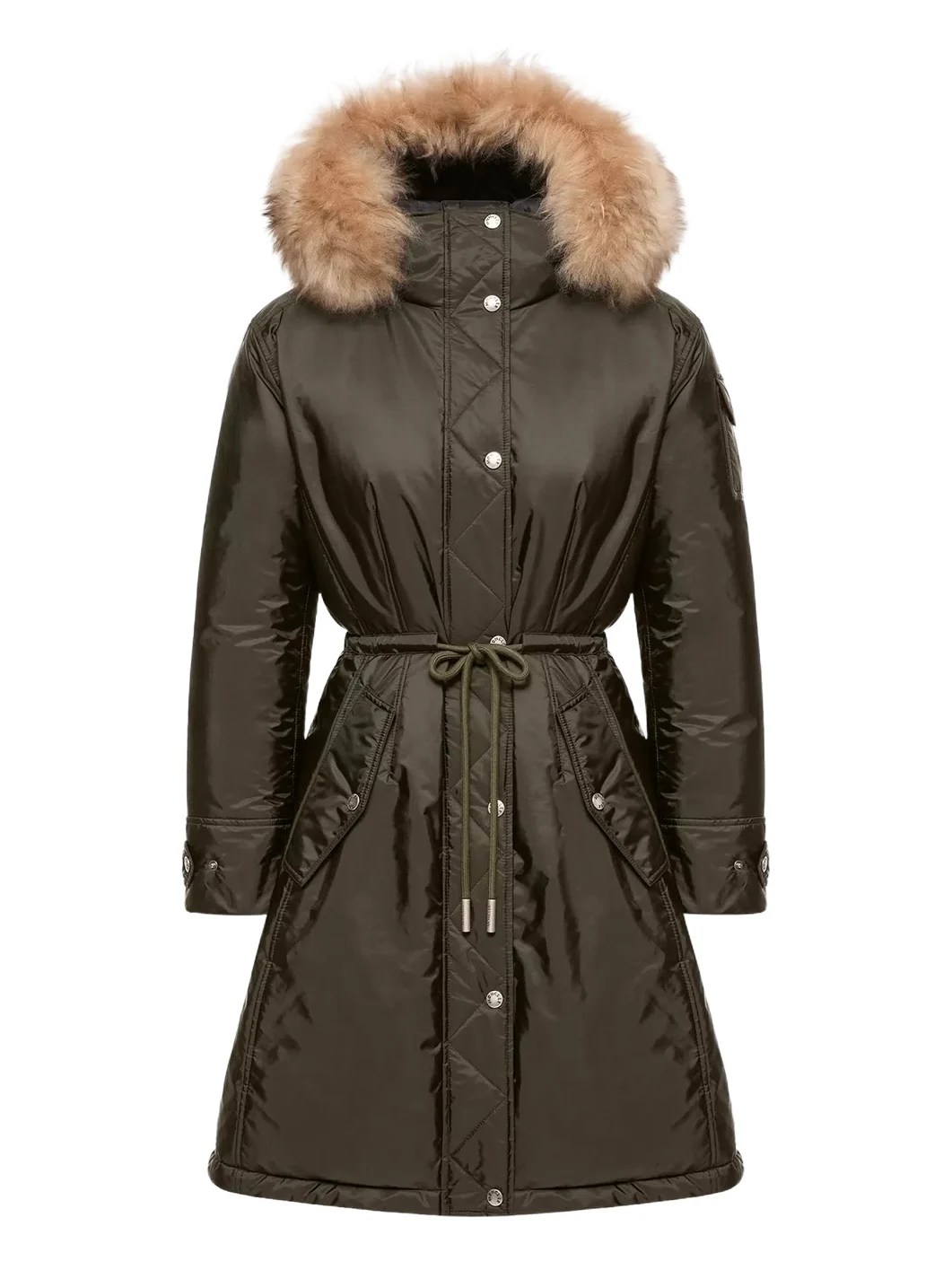 Moncler Moustique Hooded Shearling Trimmed Long Down Parka