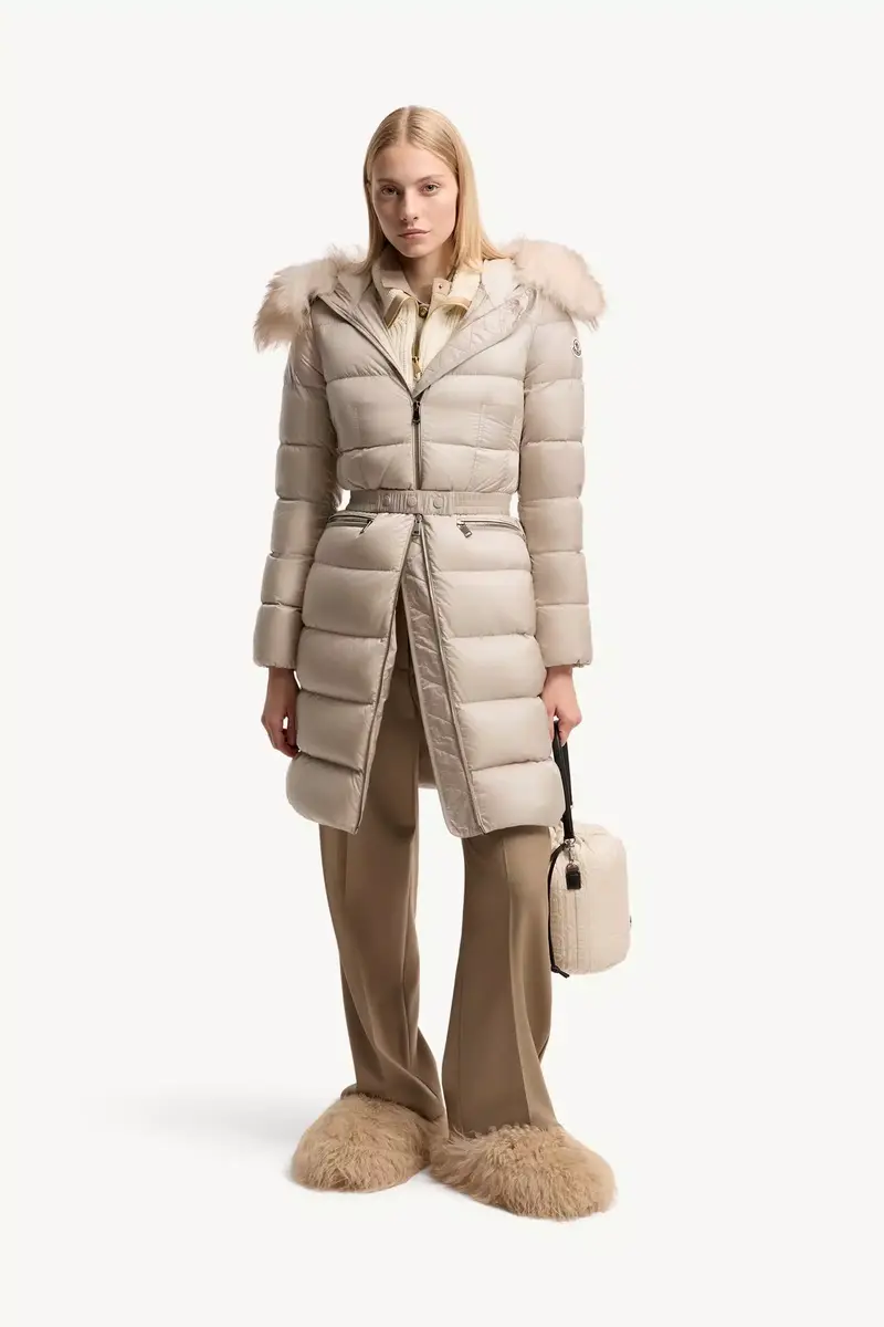 Moncler Boedic Hooded Shearling-trimmed Long Down Jacket | Thumbnail 3