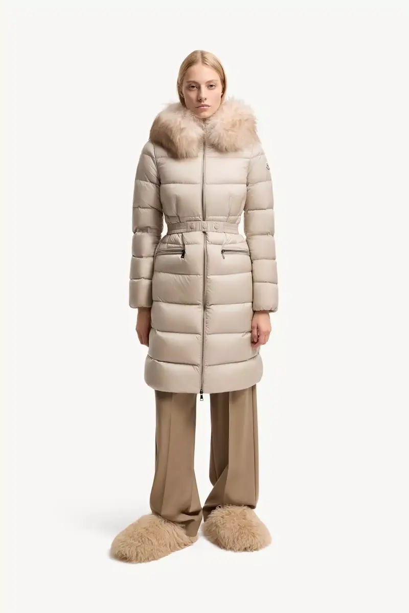 Moncler Boedic Hooded Shearling-trimmed Long Down Jacket | Thumbnail 5