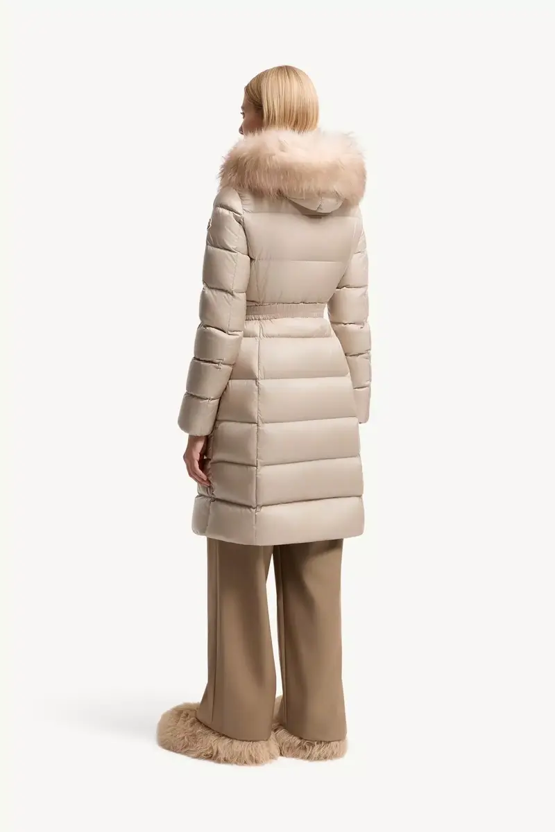 Moncler Boedic Hooded Shearling-trimmed Long Down Jacket | Thumbnail 6