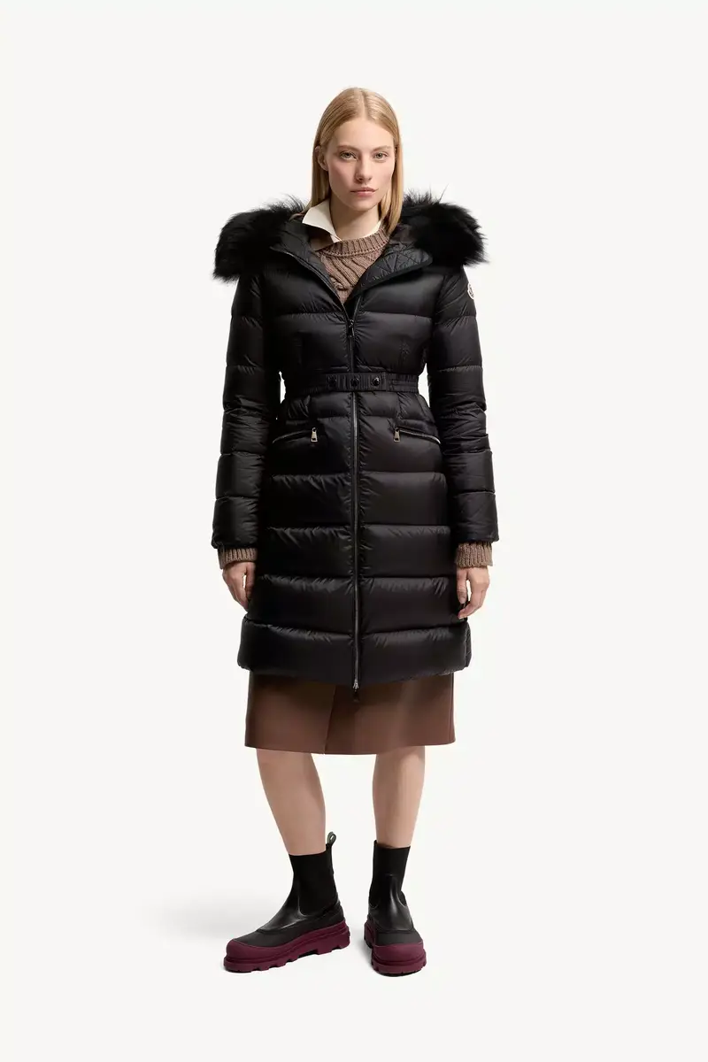 Moncler Boedic Hooded Shearling-trimmed Long Down Jacket | Thumbnail 3