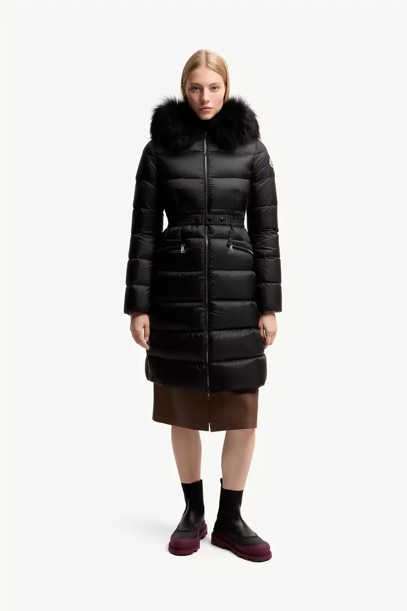 Moncler Boedic Hooded Shearling-trimmed Long Down Jacket | Thumbnail 5