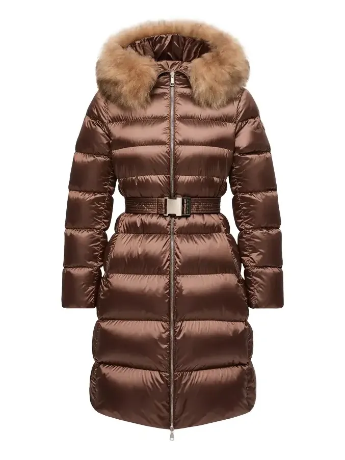 Leersies Shearling Trimmed Hooded Long Down Coat