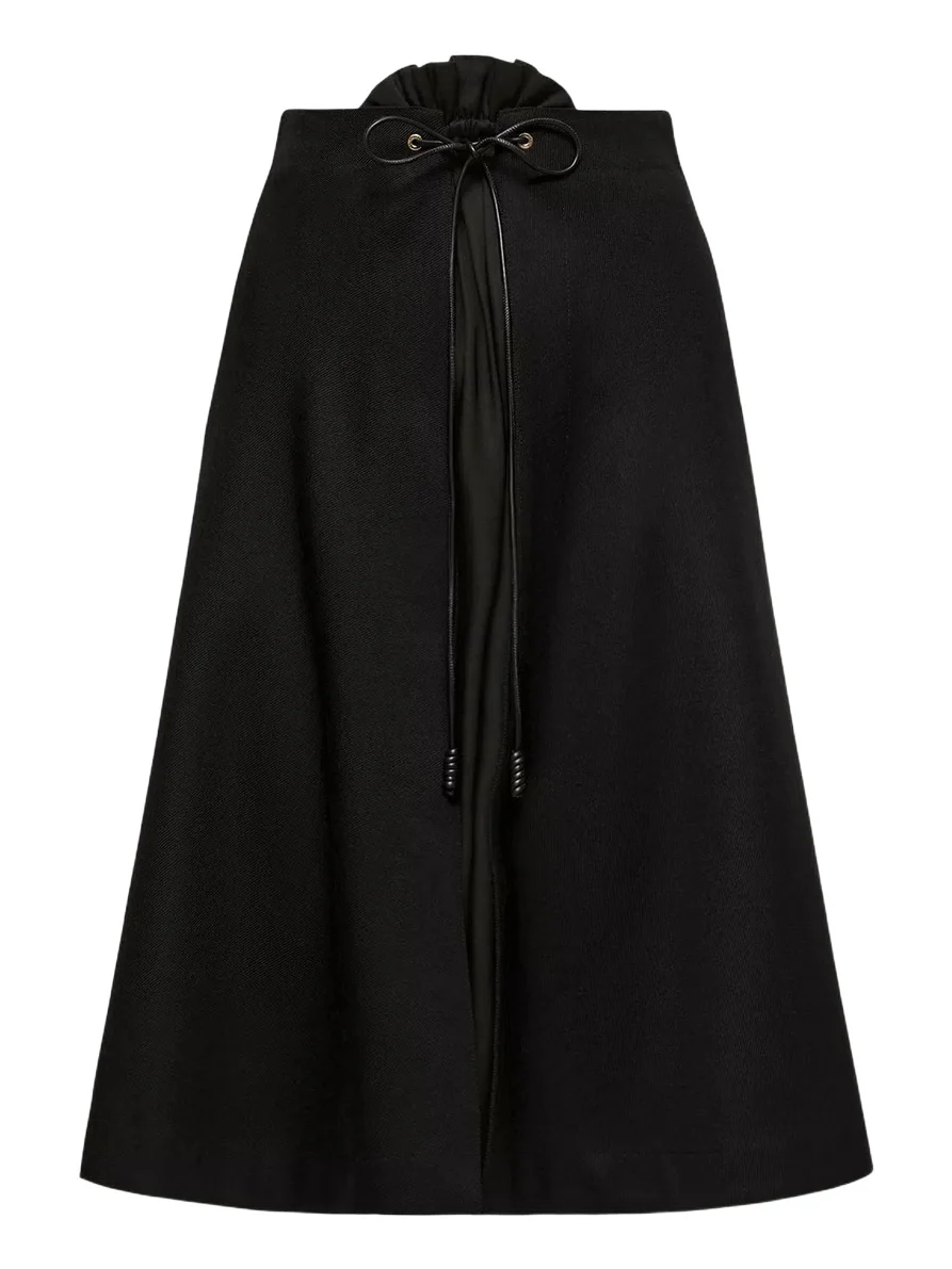 Wool Gabardine Midi Skirt