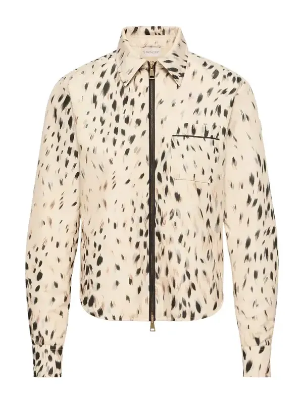 Animalier Print Zip-up Shirt