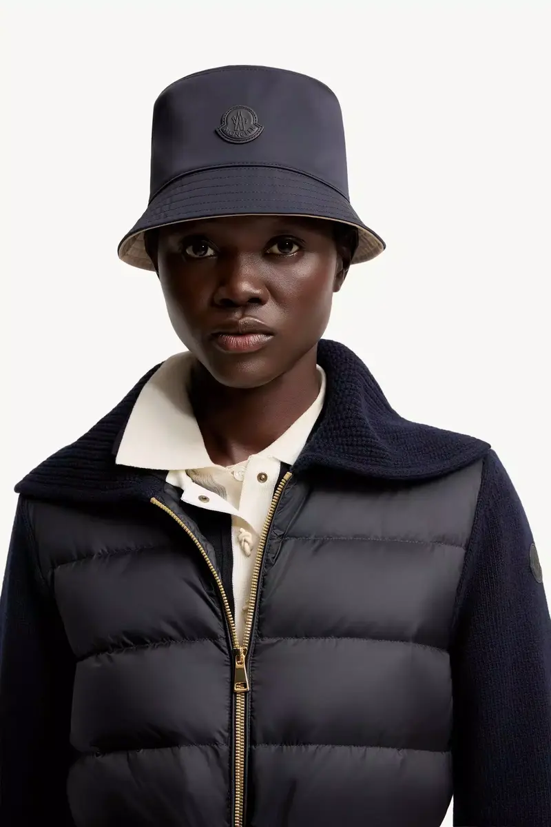 Moncler Leather Logo Gabardine Bucket Hat | Thumbnail 3 Moncler Leather Logo Gabardine Bucket Hat | Thumbnail 3