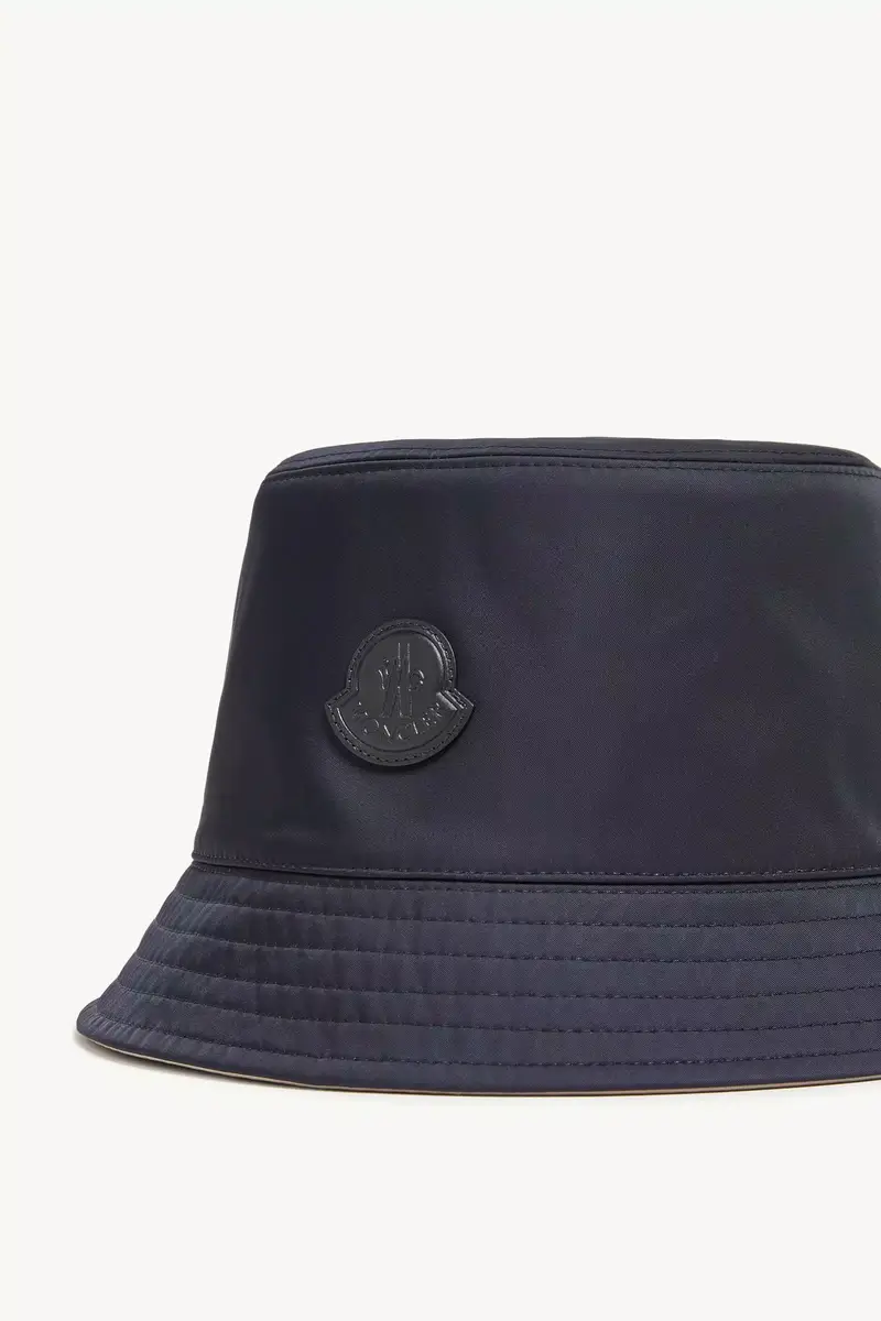 Moncler Leather Logo Gabardine Bucket Hat | Thumbnail 4 Moncler Leather Logo Gabardine Bucket Hat | Thumbnail 4