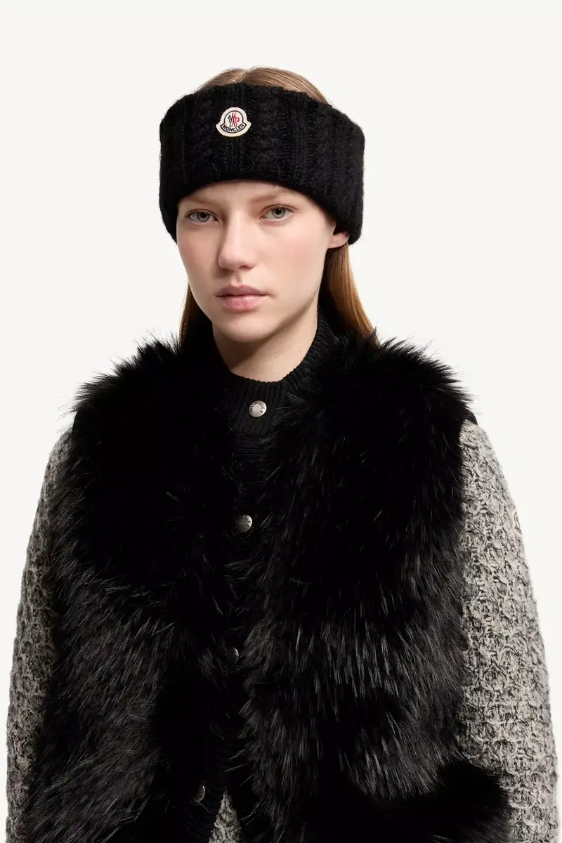 Moncler Cable Knit Alpaca Blend Headband | Thumbnail 3
