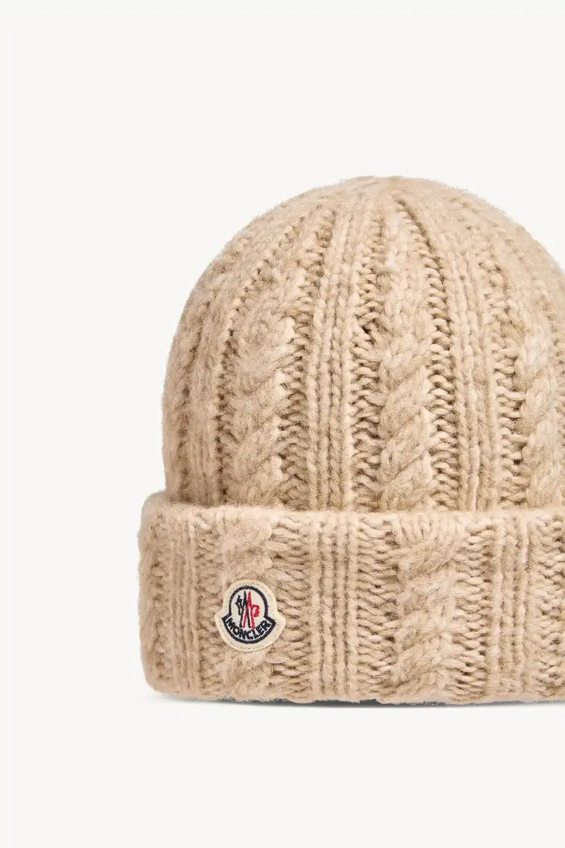 Moncler Cable Knit Wool Blend Beanie | Thumbnail 4 Moncler Cable Knit Wool Blend Beanie | Thumbnail 4