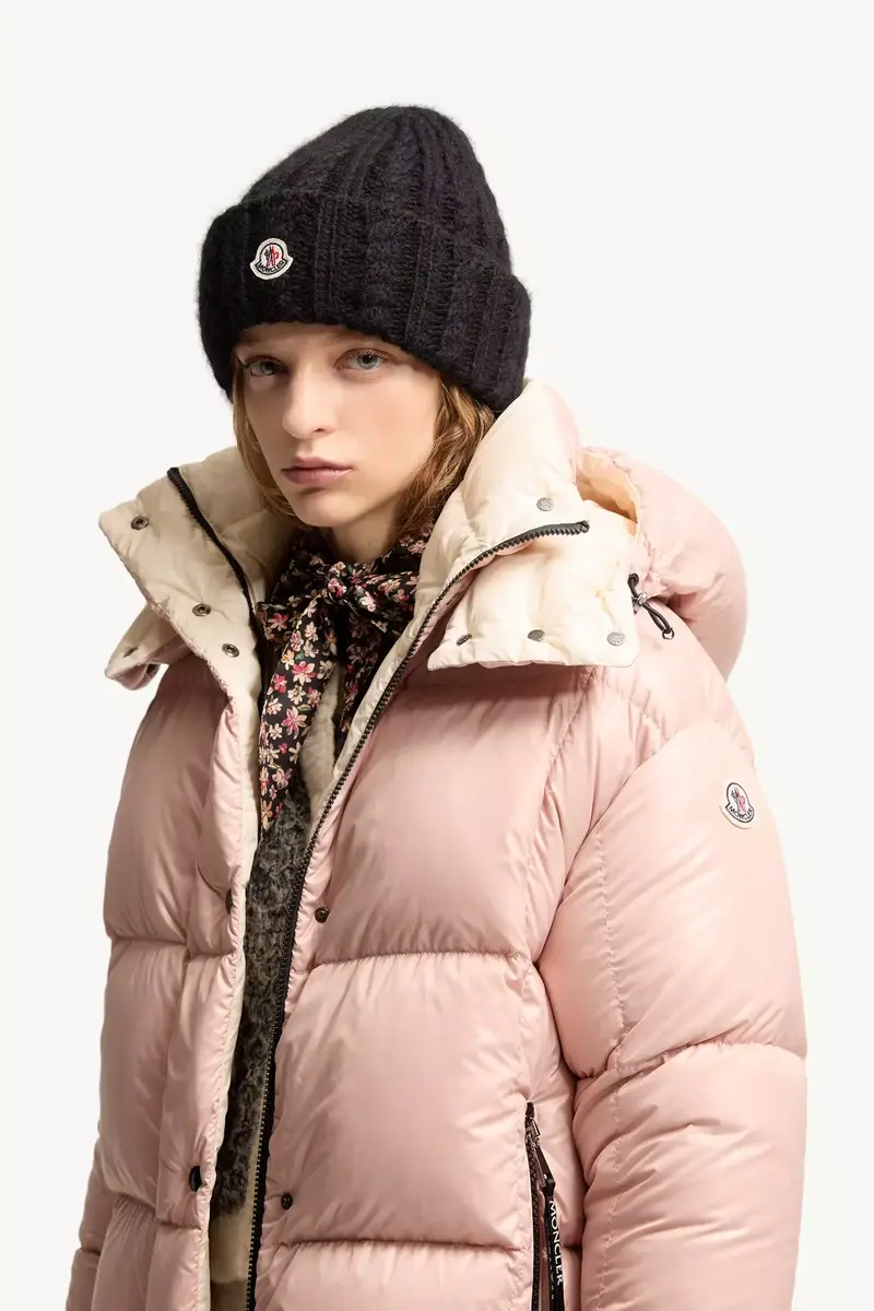 Moncler Cable Knit Wool Blend Beanie | Thumbnail 3 Moncler Cable Knit Wool Blend Beanie | Thumbnail 3