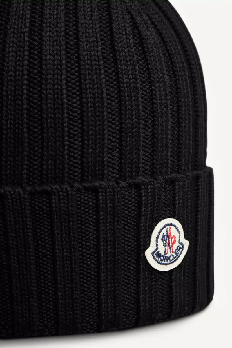 Moncler Logo Wool Beanie | Thumbnail 4 Moncler Logo Wool Beanie | Thumbnail 4