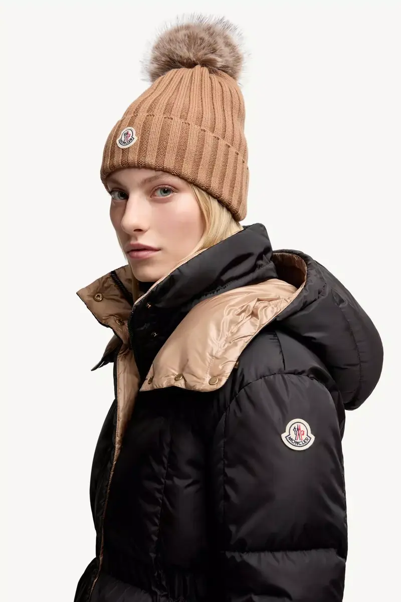 Moncler Wool Beanie With Pom Pom | Thumbnail 3 Moncler Wool Beanie With Pom Pom | Thumbnail 3
