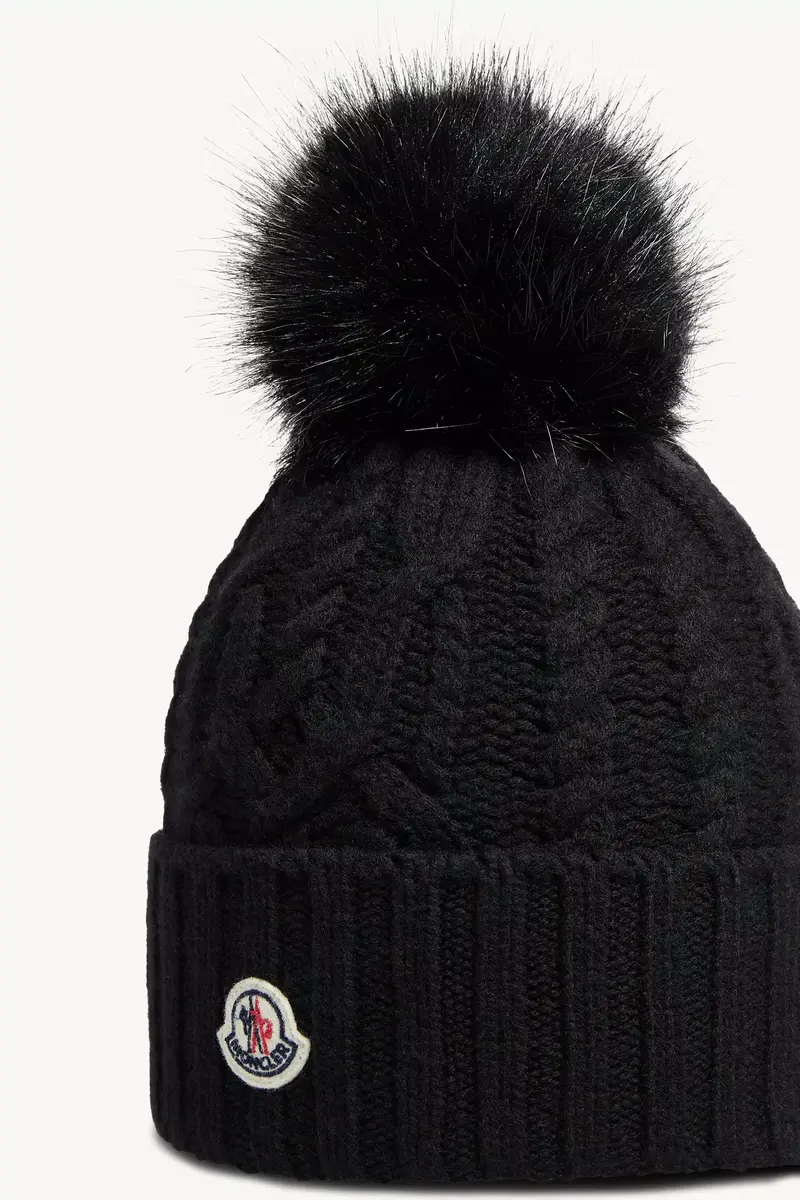 Moncler Wool & Cashmere Blend Beanie With Pom Pom | Thumbnail 4 Moncler Wool & Cashmere Blend Beanie With Pom Pom | Thumbnail 4