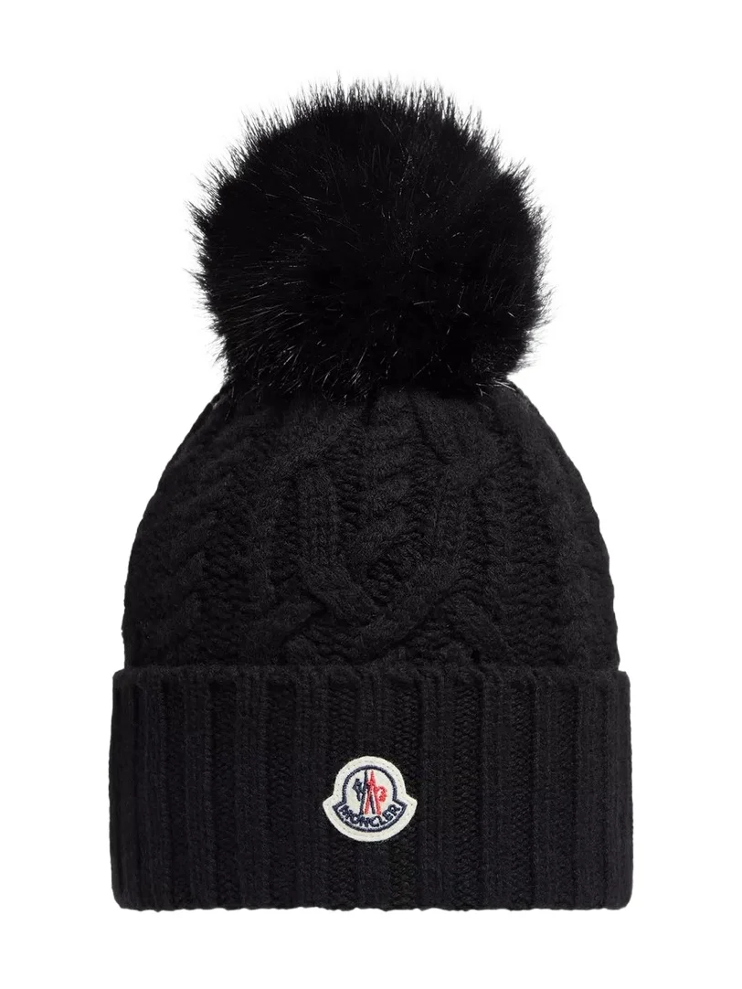 Wool & Cashmere Blend Beanie With Pom Pom