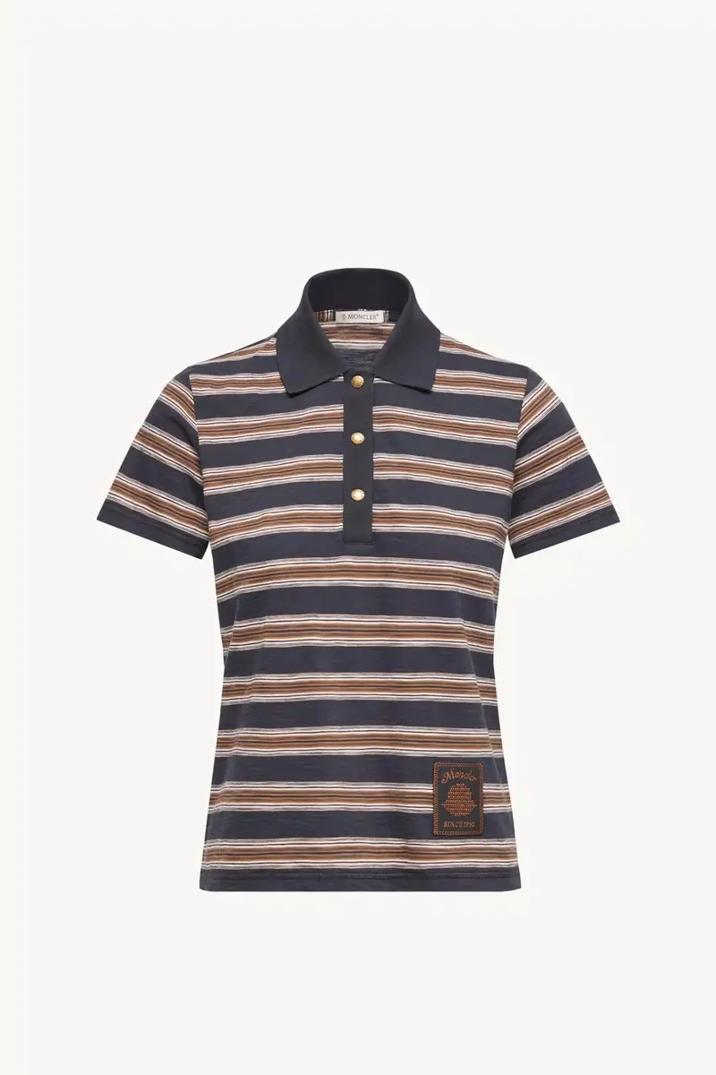 Moncler Striped Cotton Polo Shirt | Thumbnail 2 Moncler Striped Cotton Polo Shirt | Thumbnail 2