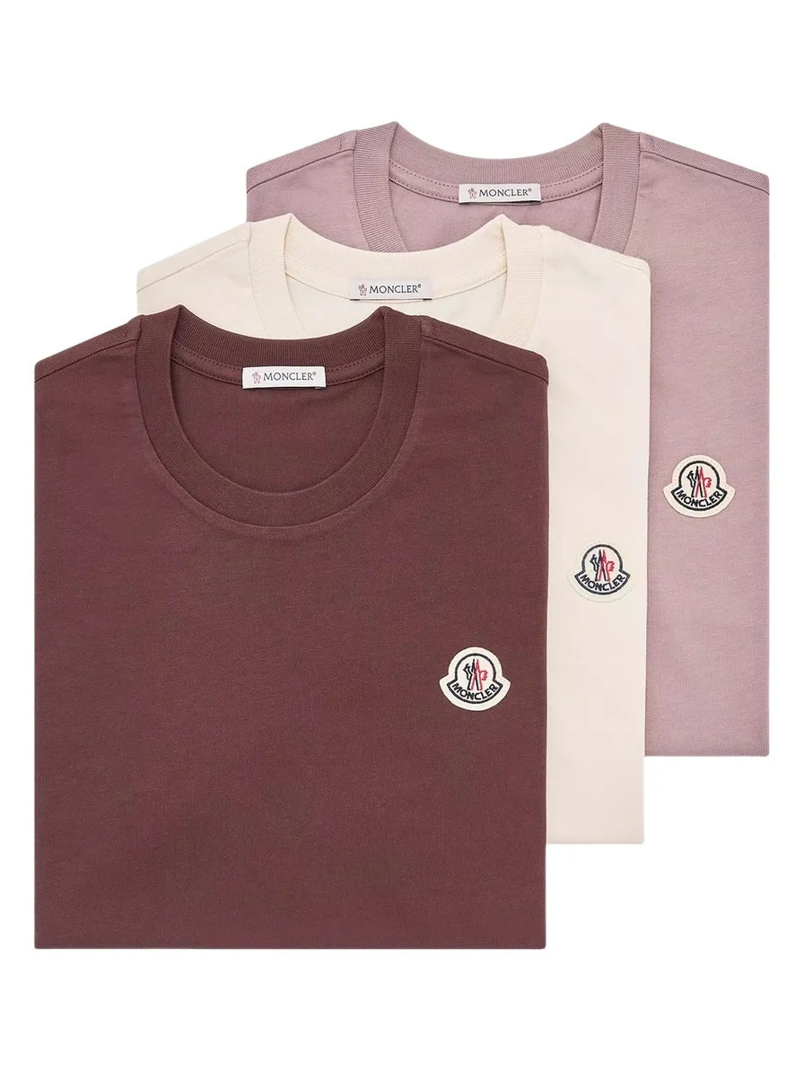 Moncler Logo Patch Cotton T-shirt (pack Of Three)