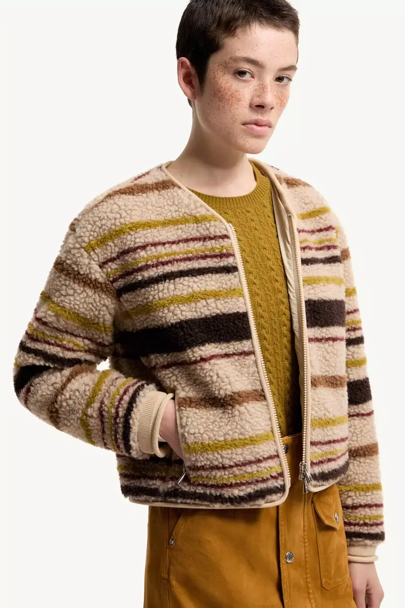 Moncler Striped Teddy Zip-up Cardigan | Thumbnail 7