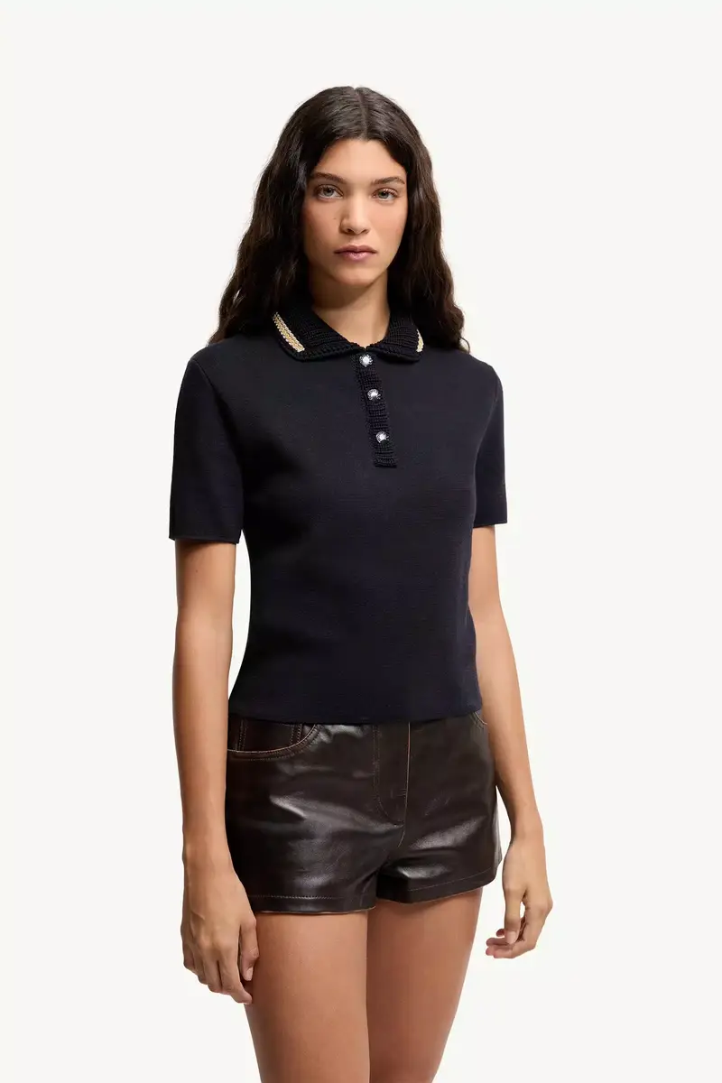 Moncler Cotton Knit Polo Shirt | Thumbnail 5 Moncler Cotton Knit Polo Shirt | Thumbnail 5
