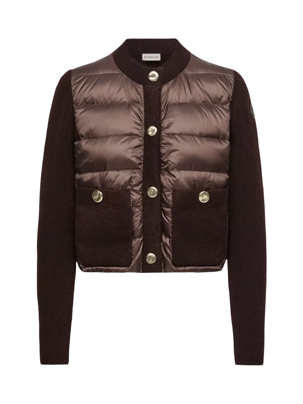 Moncler Bouclé Wool Blend Padded Cardigan