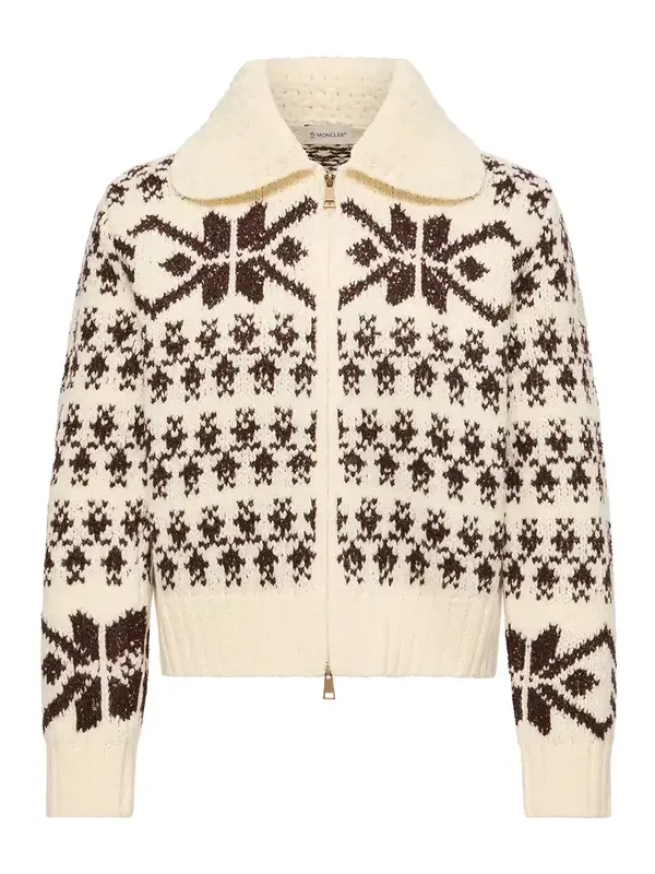 Jacquard Sequin Zip-up Cardigan Jacquard Sequin Zip-up Cardigan