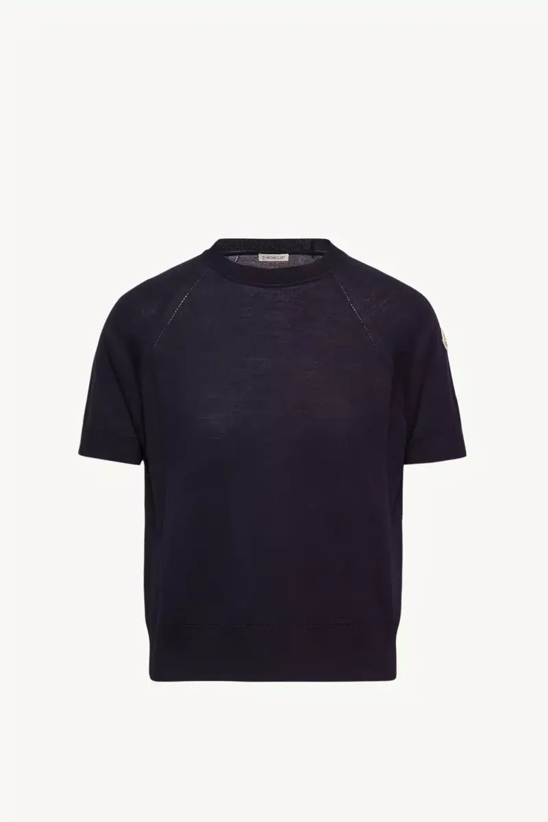 Moncler Short Sleeve Wool Sweater | Thumbnail 2 Moncler Short Sleeve Wool Sweater | Thumbnail 2