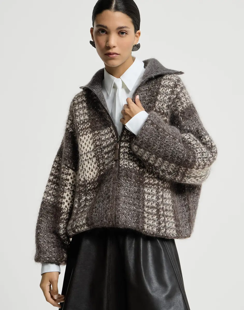 Brunello Cucinelli Dazzling Tartan double knit cardigan | Thumbnail 4 Brunello Cucinelli Dazzling Tartan double knit cardigan | Thumbnail 4