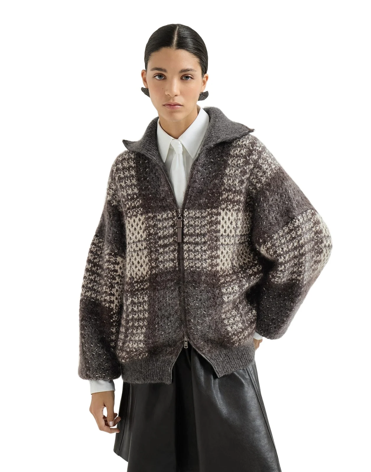 Brunello Cucinelli Dazzling Tartan double knit cardigan