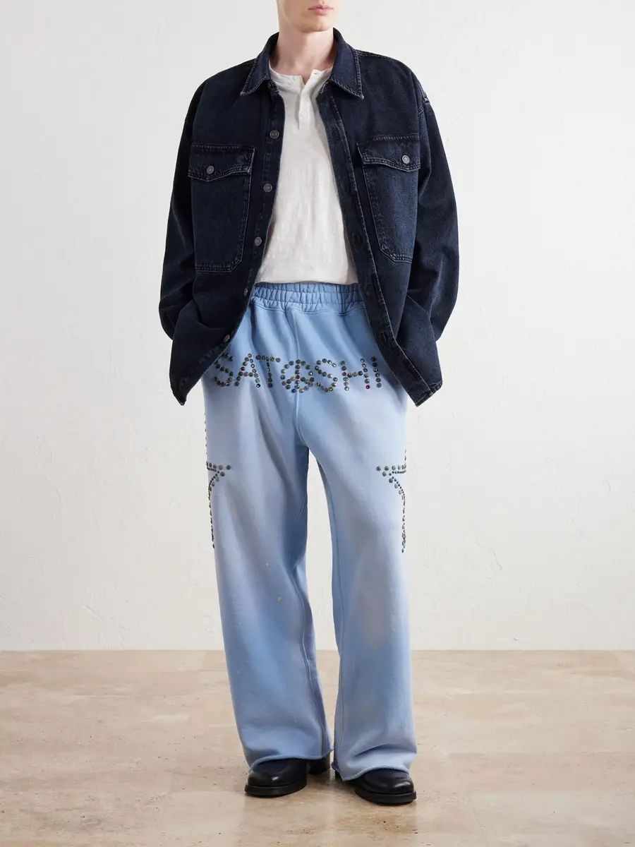 Satoshi Nakamoto Straight-Leg Studded Cotton-Jersey Sweatpants - Men | Thumbnail 2 Satoshi Nakamoto Straight-Leg Studded Cotton-Jersey Sweatpants - Men | Thumbnail 2