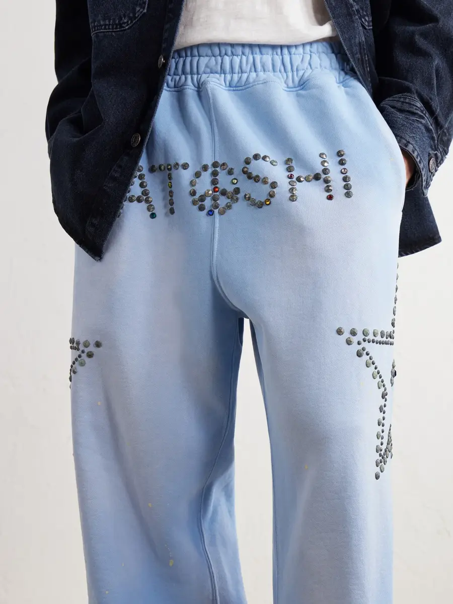 Satoshi Nakamoto Straight-Leg Studded Cotton-Jersey Sweatpants - Men | Thumbnail 6 Satoshi Nakamoto Straight-Leg Studded Cotton-Jersey Sweatpants - Men | Thumbnail 6