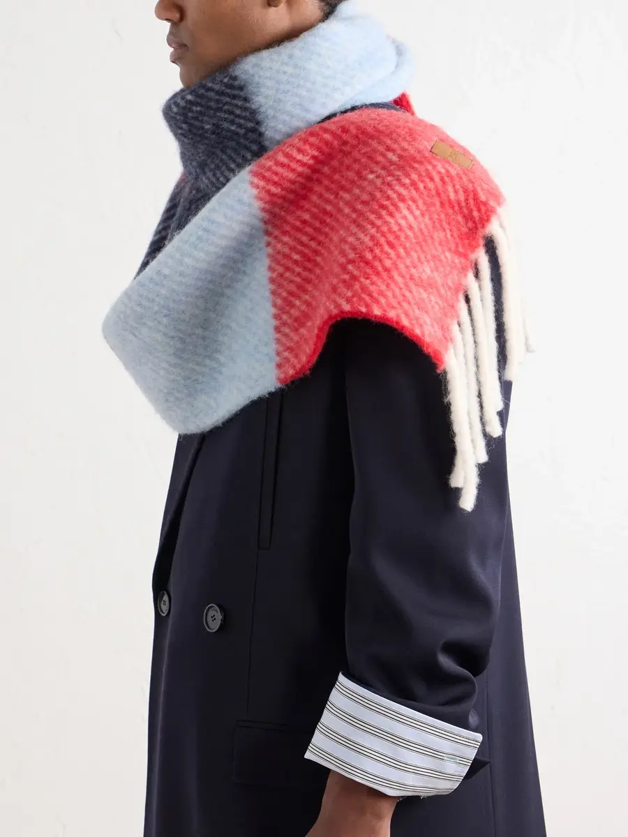 Loewe Fringed Striped Brushed Alpaca and Wool-Blend Scarf - Men | Thumbnail 3 Loewe Fringed Striped Brushed Alpaca and Wool-Blend Scarf - Men | Thumbnail 3