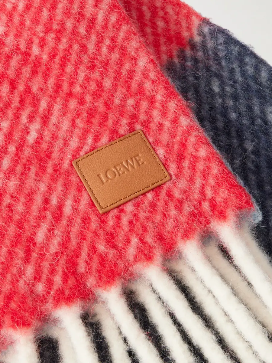Loewe Fringed Striped Brushed Alpaca and Wool-Blend Scarf - Men | Thumbnail 4 Loewe Fringed Striped Brushed Alpaca and Wool-Blend Scarf - Men | Thumbnail 4