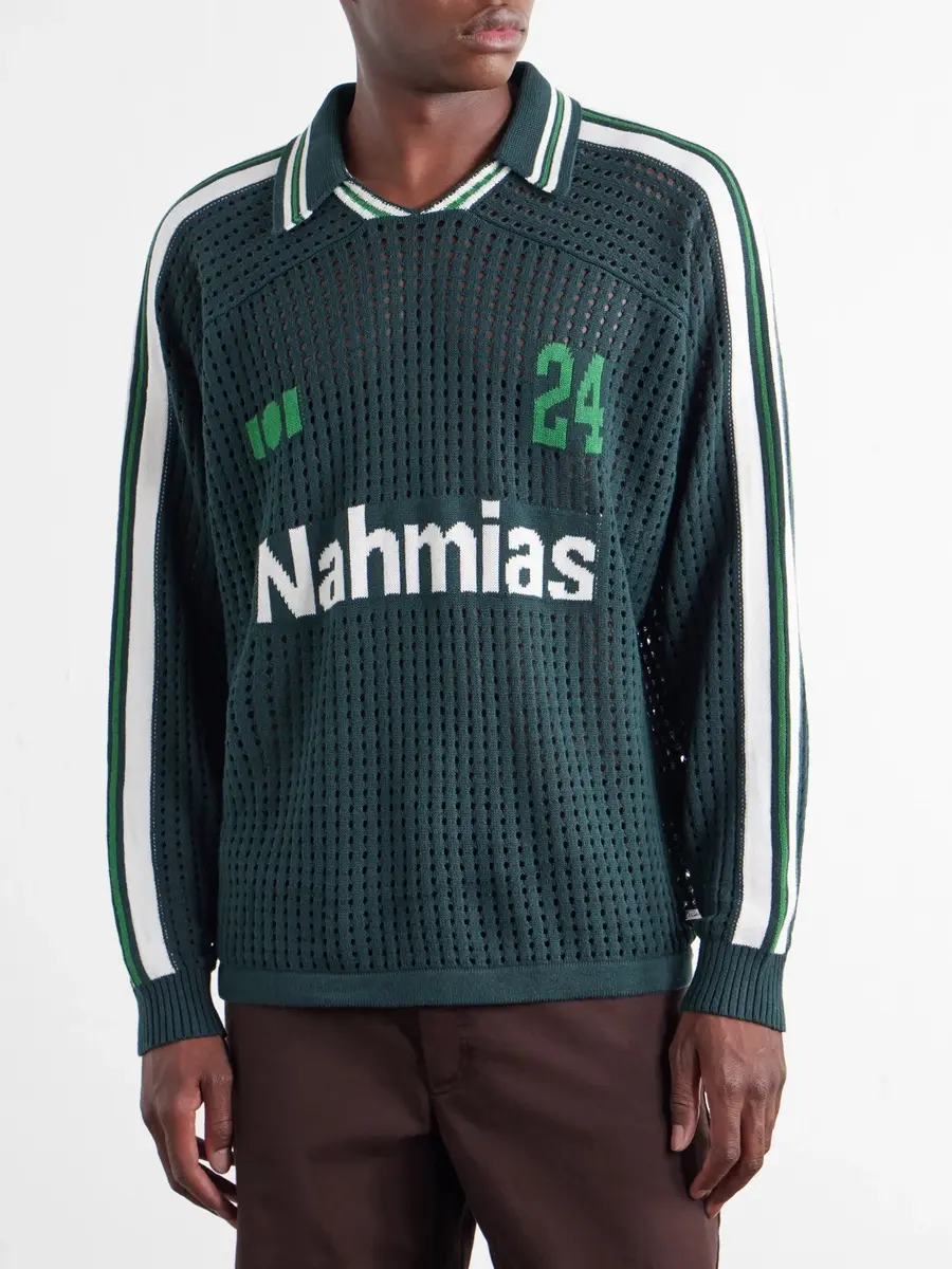 Nahmias Logo-Jacquard Open-Knit Cotton-Jersey T-Shirt - Men | Thumbnail 3 Nahmias Logo-Jacquard Open-Knit Cotton-Jersey T-Shirt - Men | Thumbnail 3