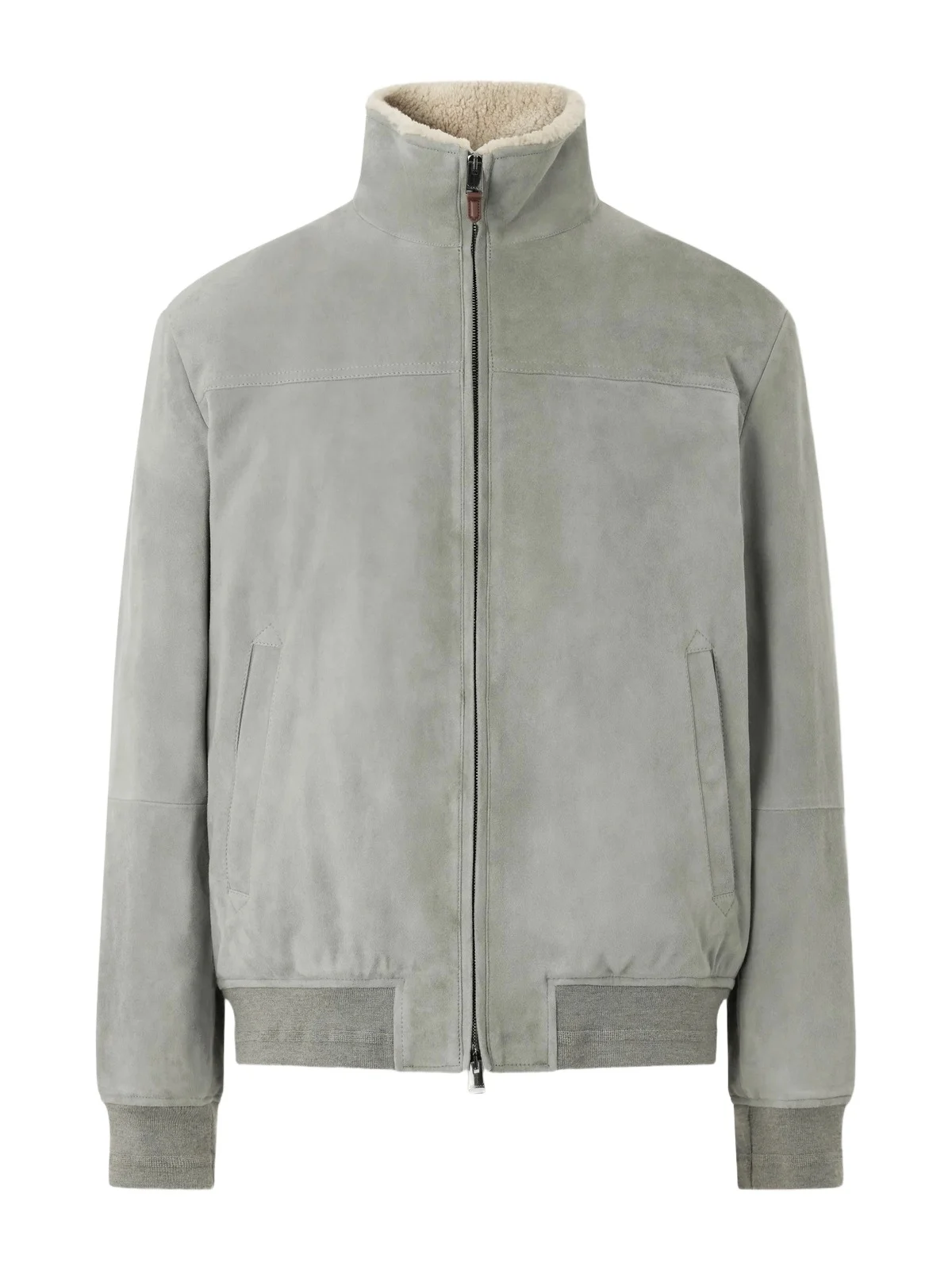 Padded Shearling-Trimmed Suede Bomber Jacket - Men Padded Shearling-Trimmed Suede Bomber Jacket - Men