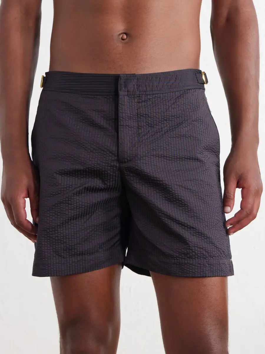Orlebar Brown Bulldog Straight-Leg Mid-Length Striped Seersucker Swim Shorts - Men | Thumbnail 2 Orlebar Brown Bulldog Straight-Leg Mid-Length Striped Seersucker Swim Shorts - Men | Thumbnail 2