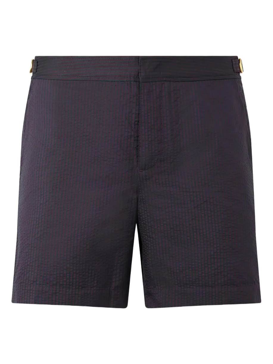Orlebar Brown Bulldog Straight-Leg Mid-Length Striped Seersucker Swim Shorts - Men