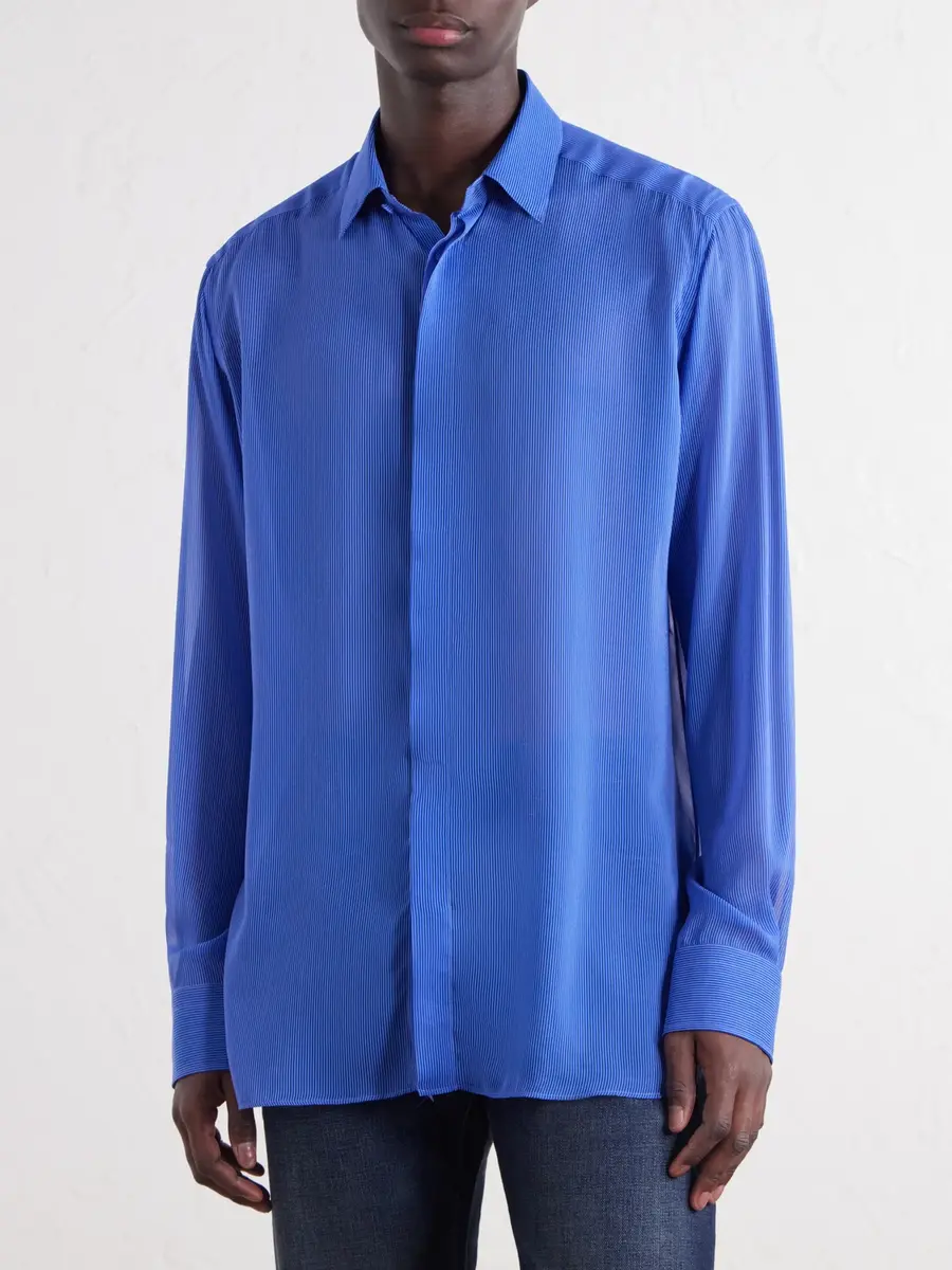 Tom Ford Micro-Striped Silk-Organza Shirt - Men | Thumbnail 3 Tom Ford Micro-Striped Silk-Organza Shirt - Men | Thumbnail 3