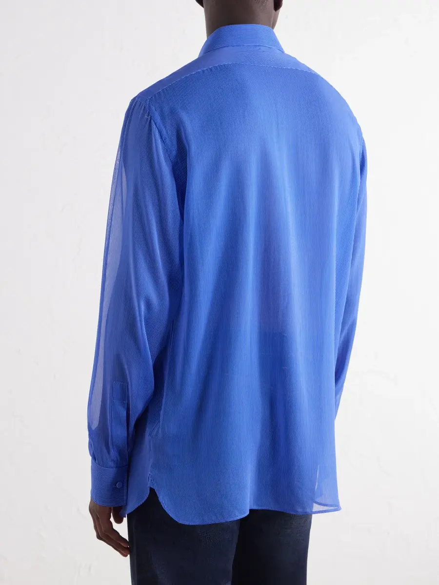 Tom Ford Micro-Striped Silk-Organza Shirt - Men | Thumbnail 4 Tom Ford Micro-Striped Silk-Organza Shirt - Men | Thumbnail 4