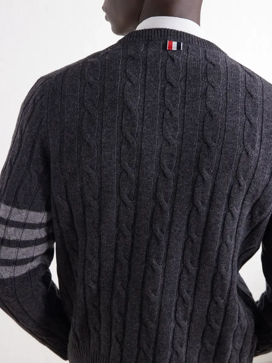 Thom Browne 4-Bar Stripe Cable-Knit Cashmere Sweater - Men | Thumbnail 5 Thom Browne 4-Bar Stripe Cable-Knit Cashmere Sweater - Men | Thumbnail 5