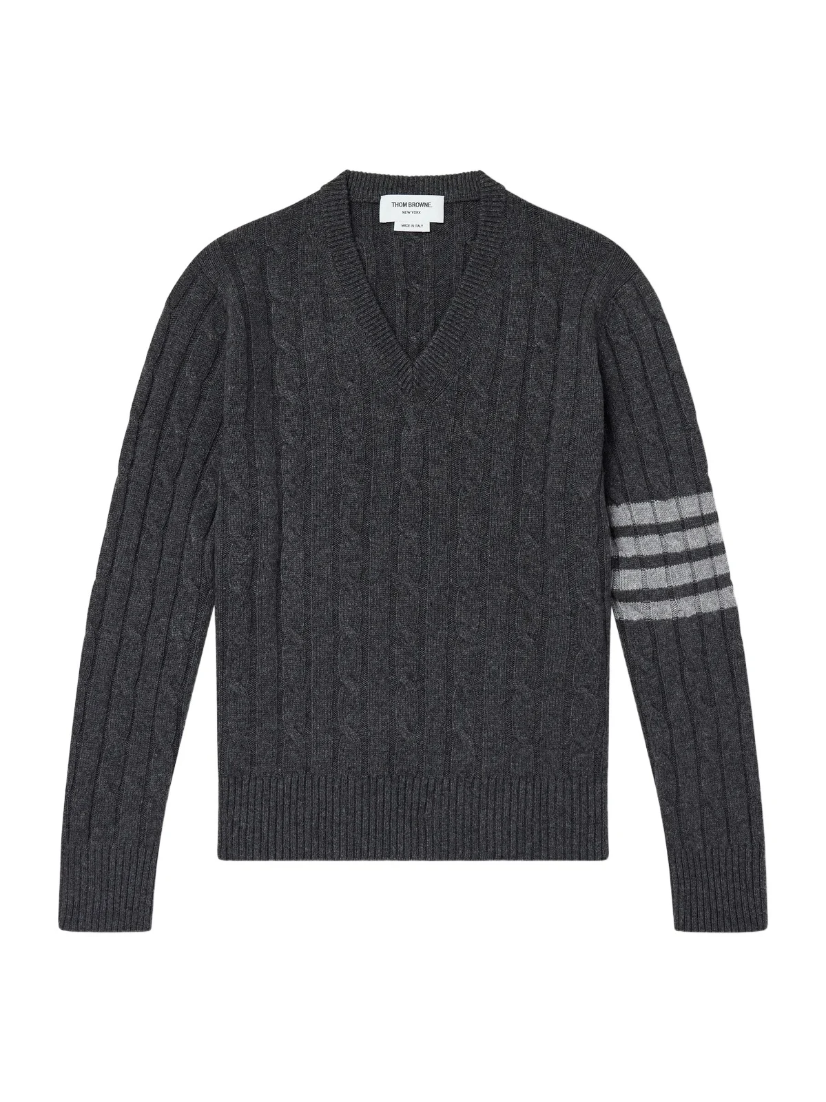 Thom Browne 4-Bar Stripe Cable-Knit Cashmere Sweater - Men