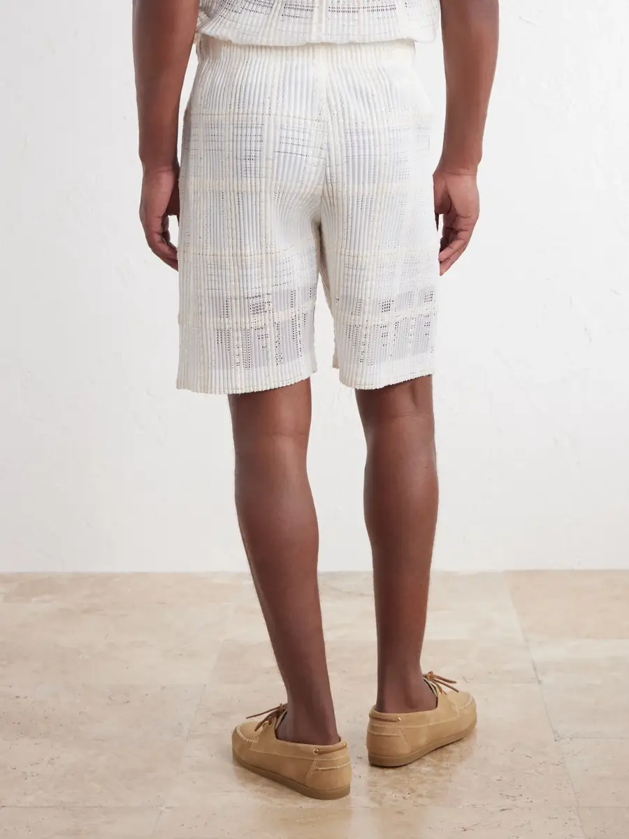 Homme Plissé Issey Miyake Straight-Leg Plissé Lace Grid Mesh Shorts - Men | Thumbnail 4 Homme Plissé Issey Miyake Straight-Leg Plissé Lace Grid Mesh Shorts - Men | Thumbnail 4